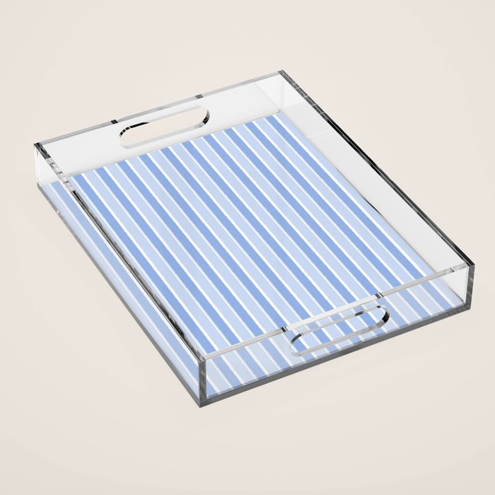 Baby Blue Cottage Stripes Vertical Pattern Acrylic Tray Gallery Image 1