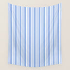 Baby Blue Cottage Stripes Vertical Pattern Wall Tapestry Gallery Image 4