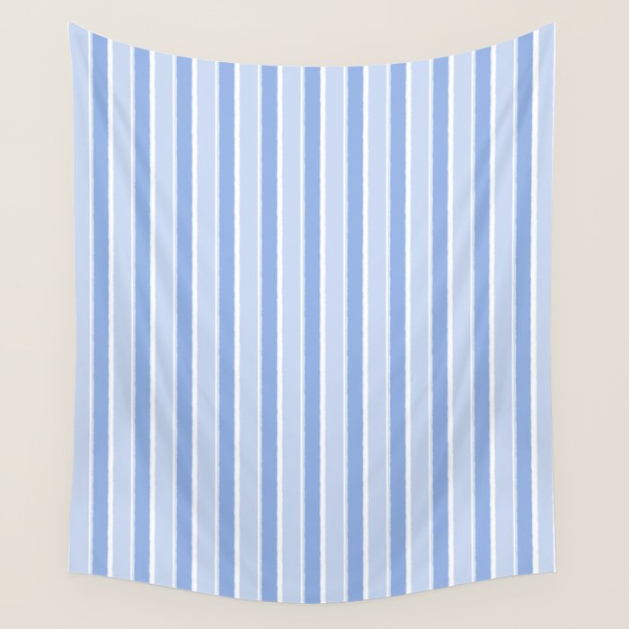 Baby Blue Cottage Stripes Vertical Pattern Wall Tapestry Gallery Image 4