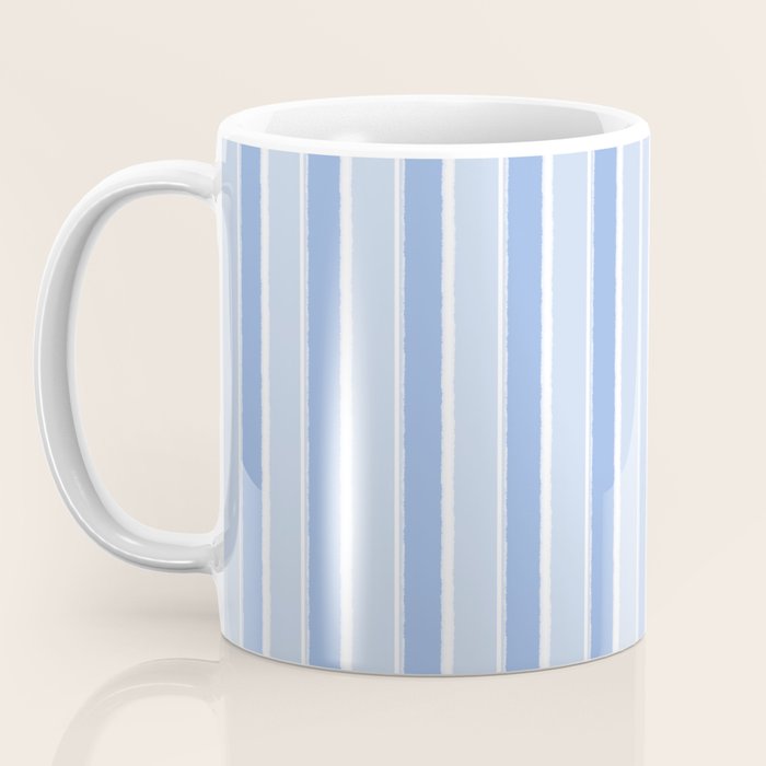 Baby Blue Cottage Stripes Vertical Pattern Coffee Mug Gallery Image 3