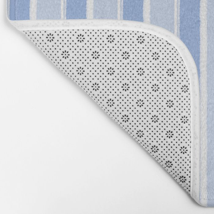 Baby Blue Cottage Stripes Vertical Pattern Bath Mat Gallery Image 2