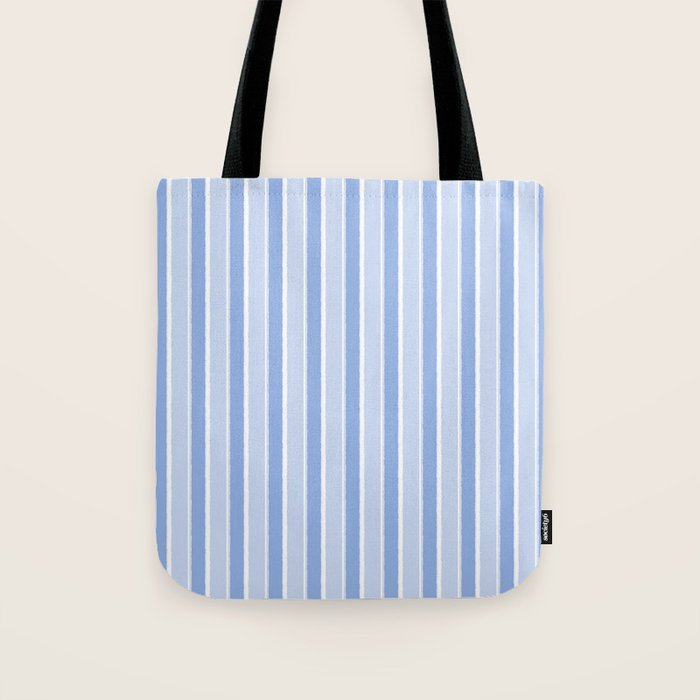 Baby Blue Cottage Stripes Vertical Pattern Tote Bag Gallery Image 1