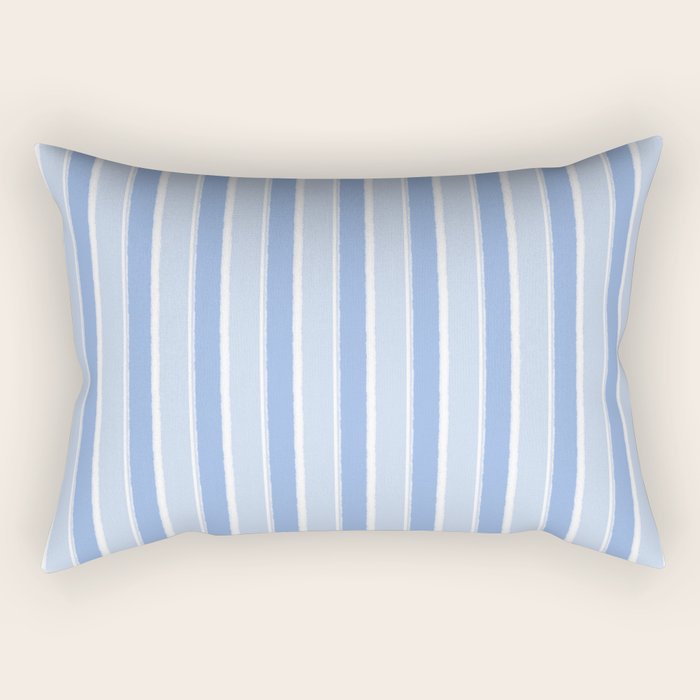 Baby Blue Cottage Stripes Vertical Pattern Rectangular Pillow Gallery Image 1