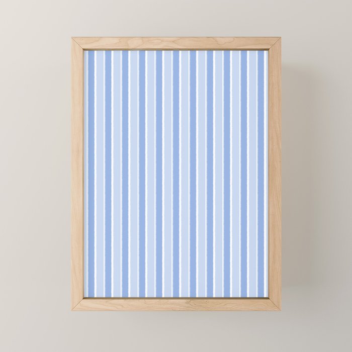 Baby Blue Cottage Stripes Vertical Pattern Mini Art Print Gallery Image 1