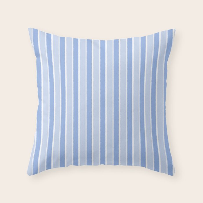 Baby Blue Cottage Stripes Vertical Pattern Throw Pillow Gallery Image 1
