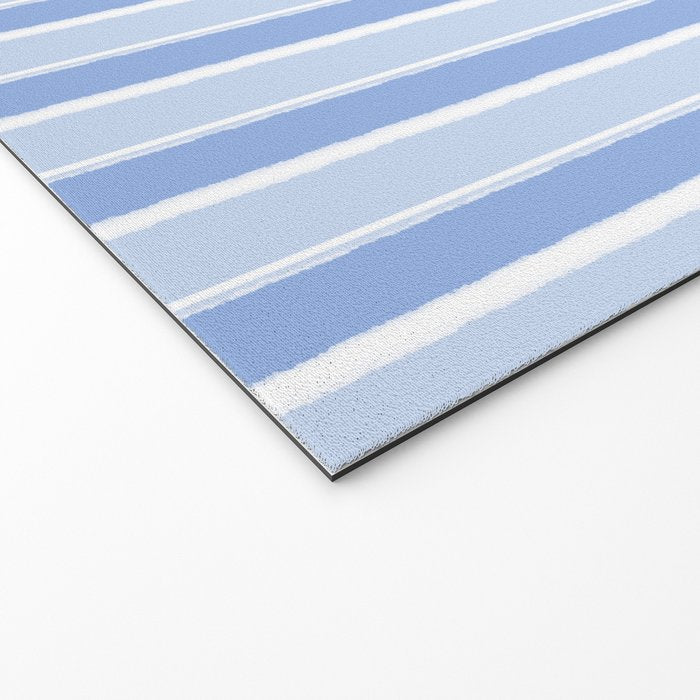 Baby Blue Cottage Stripes Vertical Pattern Welcome Mat Gallery Image 2