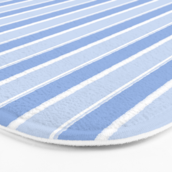 Baby Blue Cottage Stripes Vertical Pattern Bath Mat Gallery Image 3
