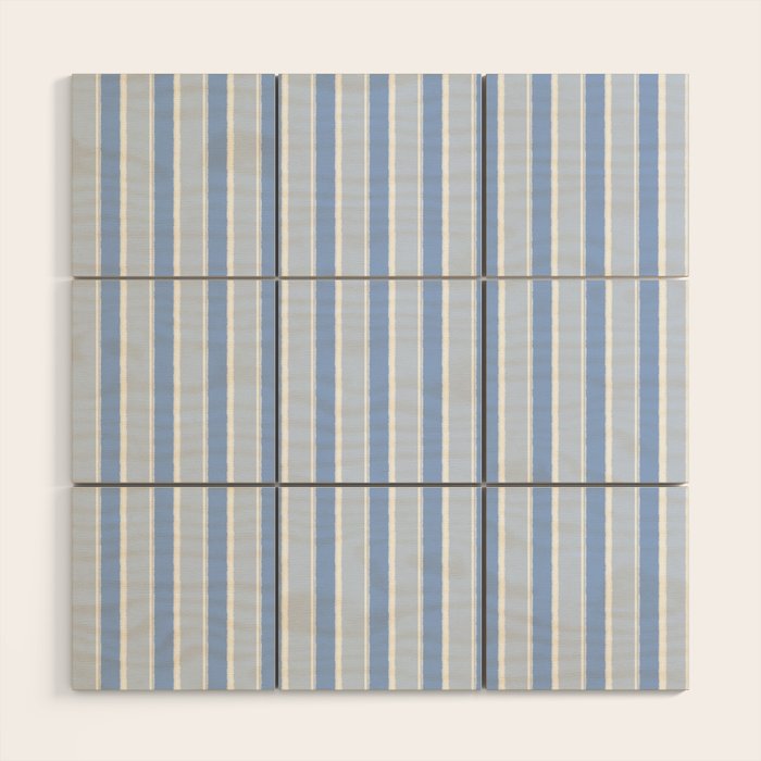 Baby Blue Cottage Stripes Vertical Pattern Wood Wall Art Gallery Image 1