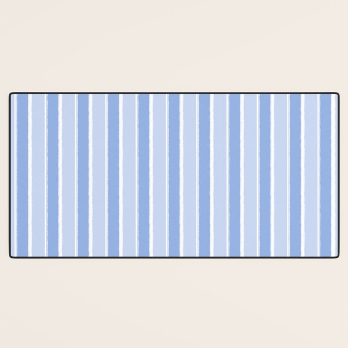 Baby Blue Cottage Stripes Vertical Pattern Desk Mat Gallery Image 3