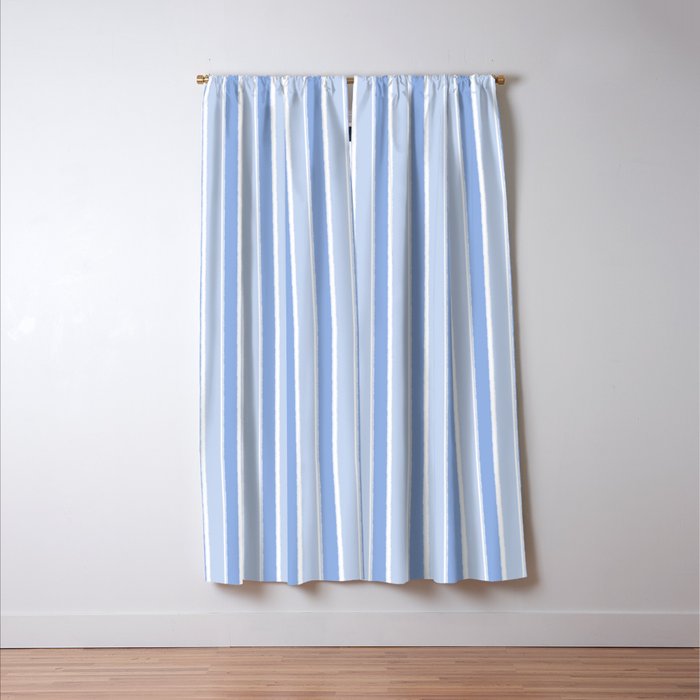 Baby Blue Cottage Stripes Vertical Pattern Window Curtain Gallery Image 3