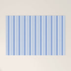 Baby Blue Cottage Stripes Vertical Pattern Welcome Mat Gallery Image 1
