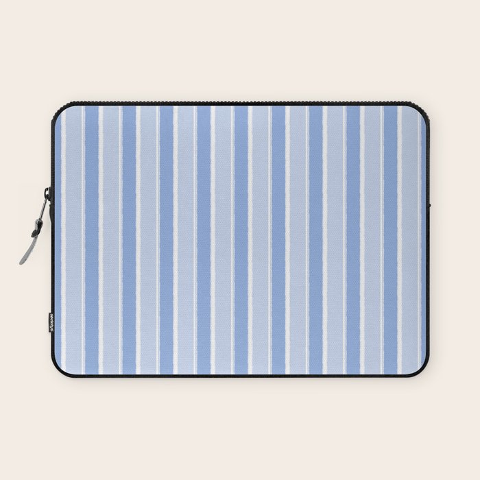 Baby Blue Cottage Stripes Vertical Pattern Laptop Sleeve Gallery Image 1
