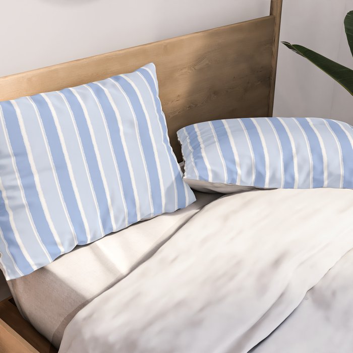 Baby Blue Cottage Stripes Vertical Pattern Pillow Sham Gallery Image 2