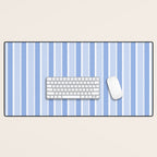 Baby Blue Cottage Stripes Vertical Pattern Desk Mat Gallery Image 1