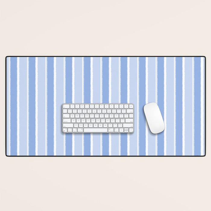 Baby Blue Cottage Stripes Vertical Pattern Desk Mat Gallery Image 1