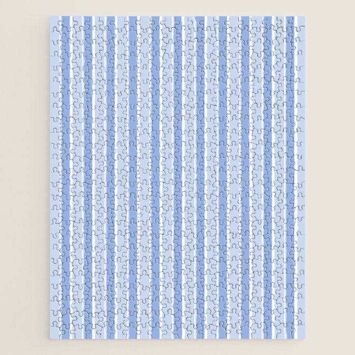 Baby Blue Cottage Stripes Vertical Pattern Jigsaw Puzzle Gallery Image 1