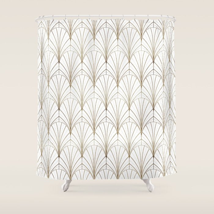 Art Deco Waterfalls // White Shower Curtain Gallery Image 1