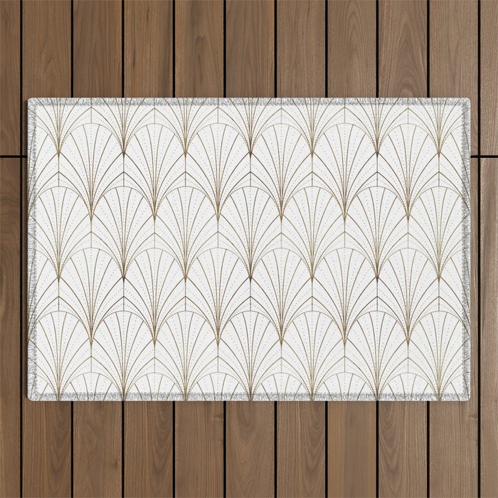 Art Deco Waterfalls // White Outdoor Rug