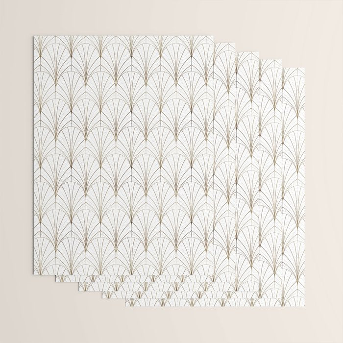 Art Deco Waterfalls // White Wrapping Paper Gallery Image 3