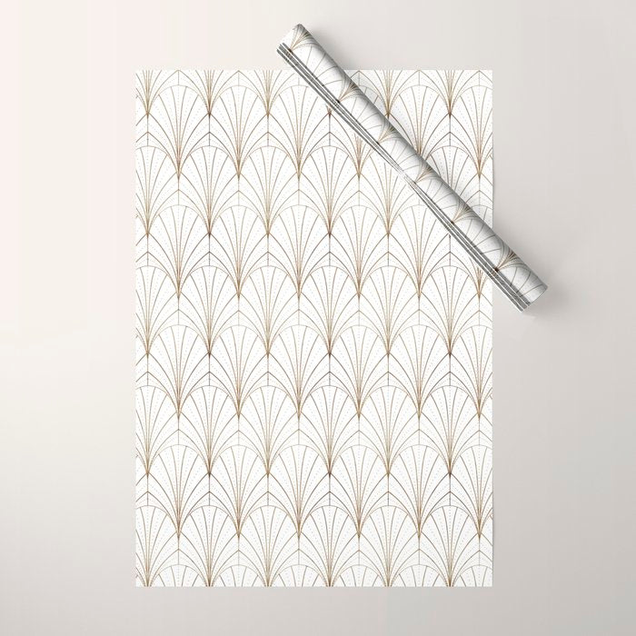 Art Deco Waterfalls // White Wrapping Paper Gallery Image 1