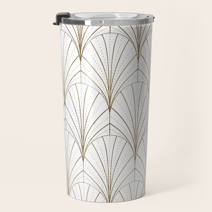 Art Deco Waterfalls // White Travel Mug Gallery Image 3