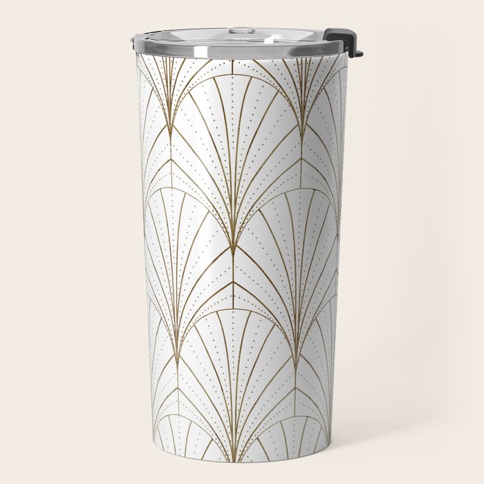 Art Deco Waterfalls // White Travel Mug Gallery Image 2
