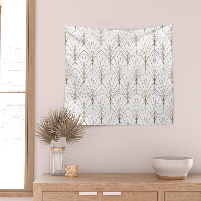 Art Deco Waterfalls // White Wall Tapestry Gallery Image 2