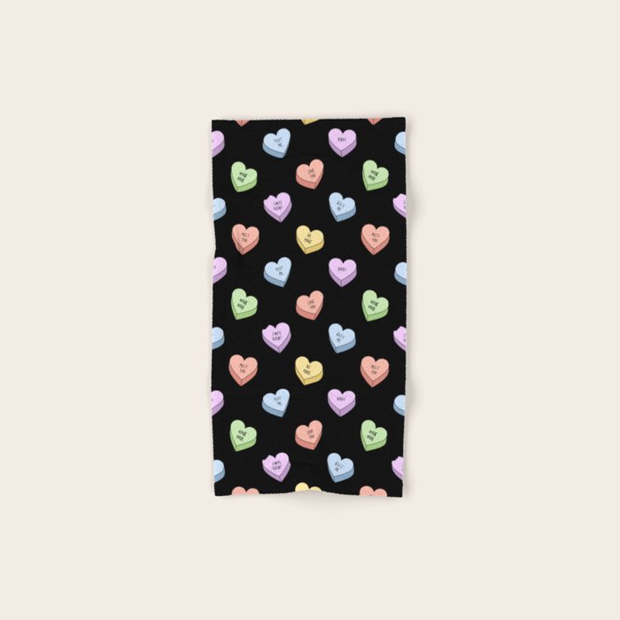 Colorful love heart candy pattern Bath Towel Gallery Image 1