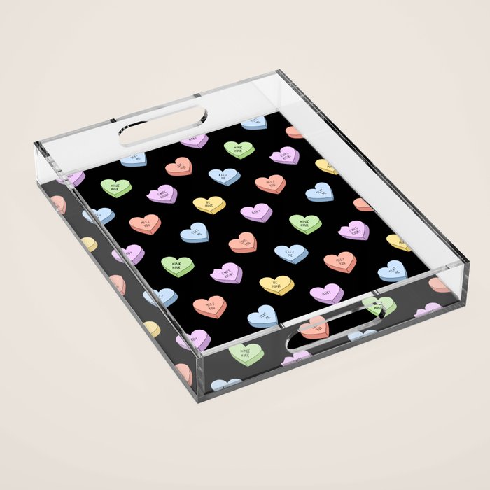 Colorful love heart candy pattern Acrylic Tray Gallery Image 1