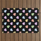 Colorful love heart candy pattern Outdoor Rug Gallery Image 1