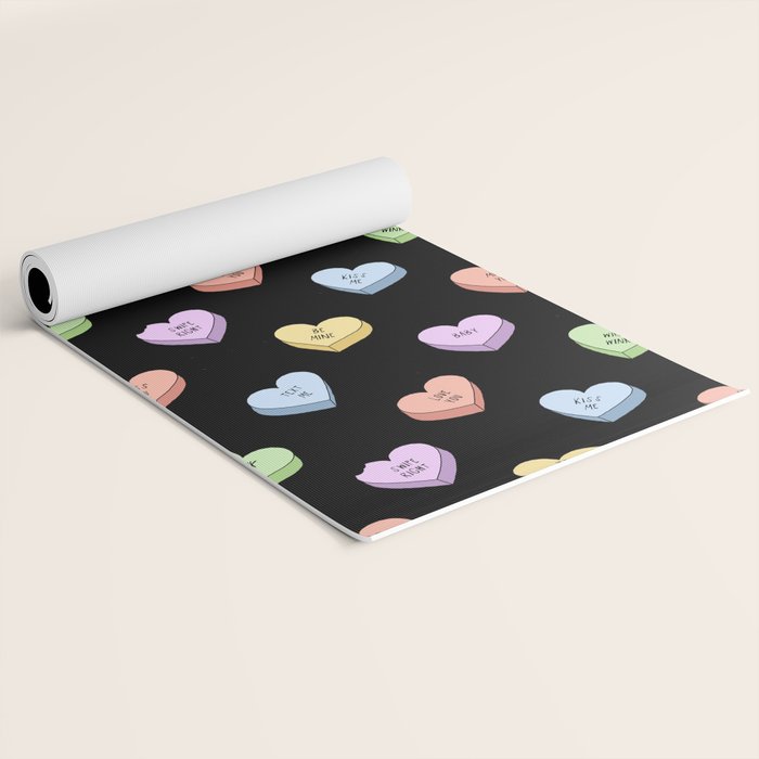 Colorful love heart candy pattern Yoga Mat Gallery Image 2