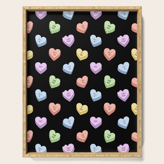 Colorful love heart candy pattern Serving Tray Gallery Image 1