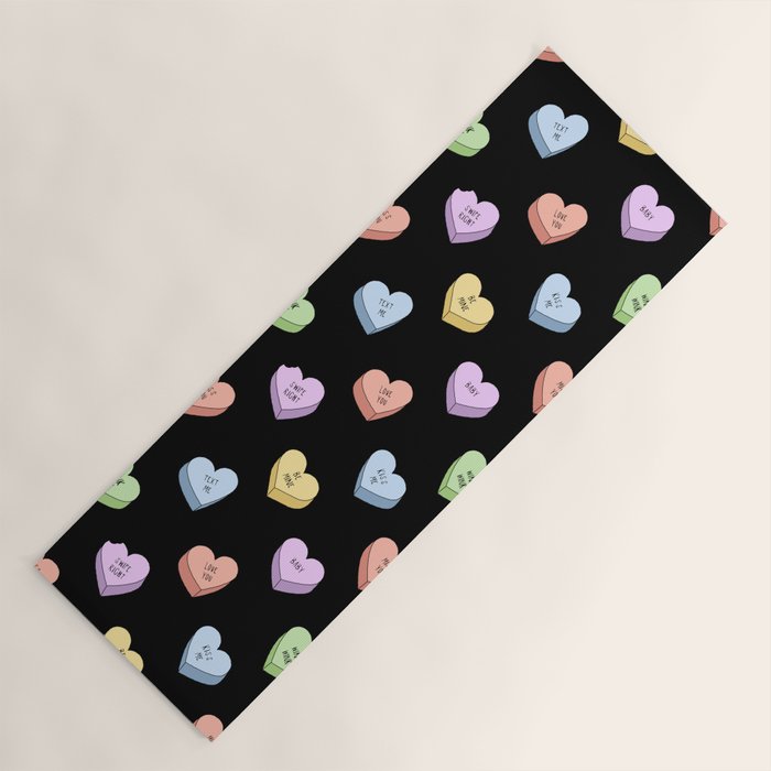 Colorful love heart candy pattern Yoga Mat Gallery Image 1