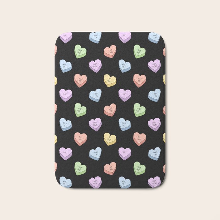 Colorful love heart candy pattern Bath Mat Gallery Image 1
