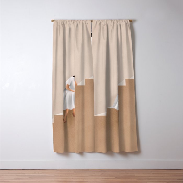 Girl Thinking on a Stairway Window Curtain Gallery Image 3