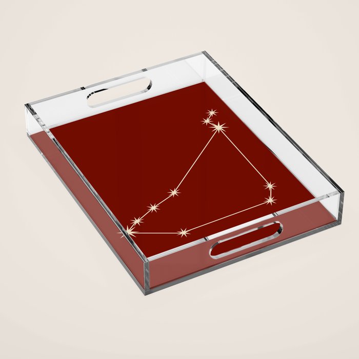 Capricorn Zodiac Star Constellation Line Art Ruby Red Acrylic Tray Gallery Image 1