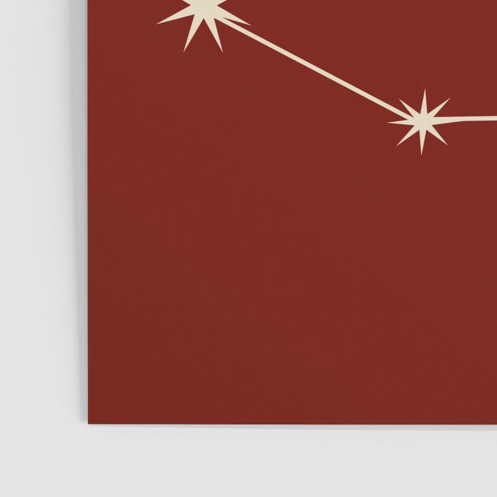 Capricorn Zodiac Star Constellation Line Art Ruby Red Poster Gallery Image 3
