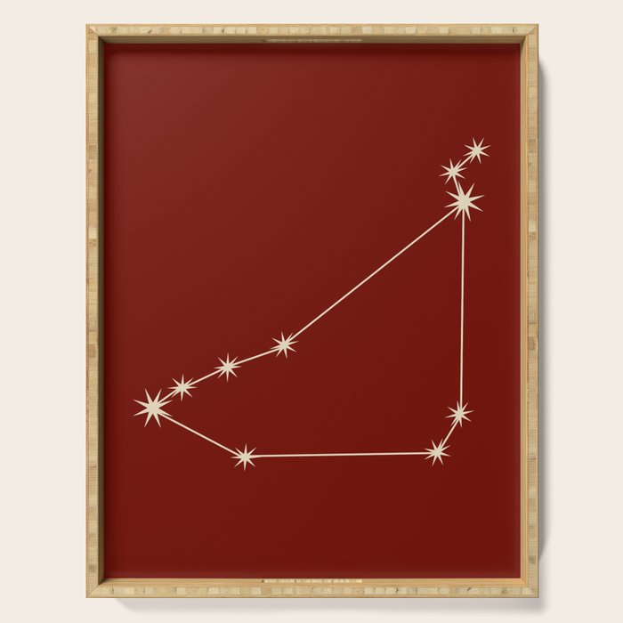 Capricorn Zodiac Star Constellation Line Art Ruby Red Serving Tray Gallery Image 1