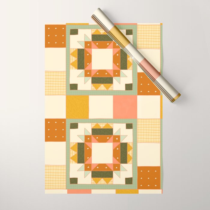 Vintage Quilt Square Wrapping Paper Gallery Image 1