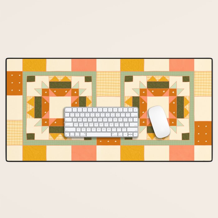 Vintage Quilt Square Desk Mat Gallery Image 1