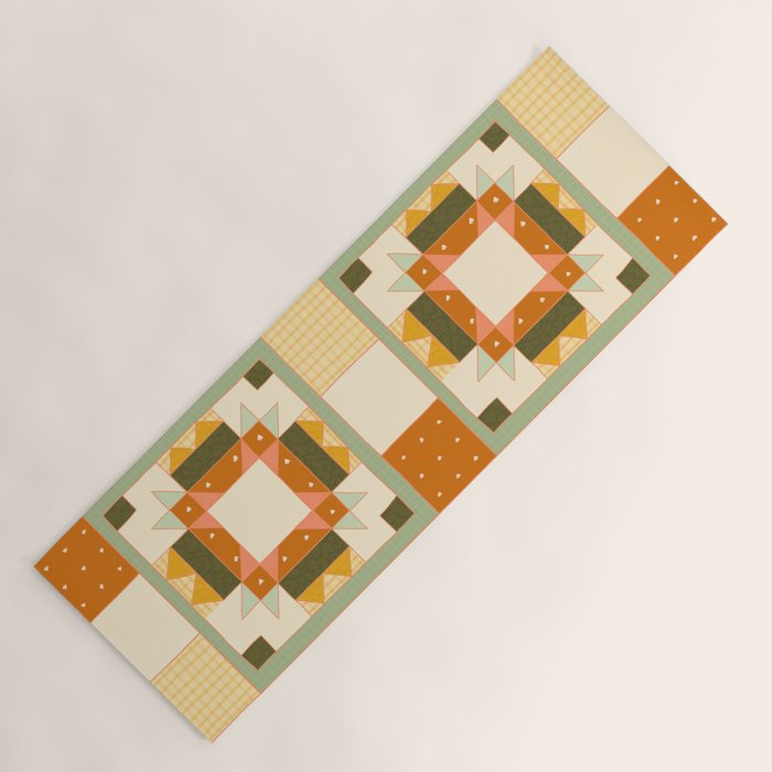 Vintage Quilt Square Yoga Mat Gallery Image 1