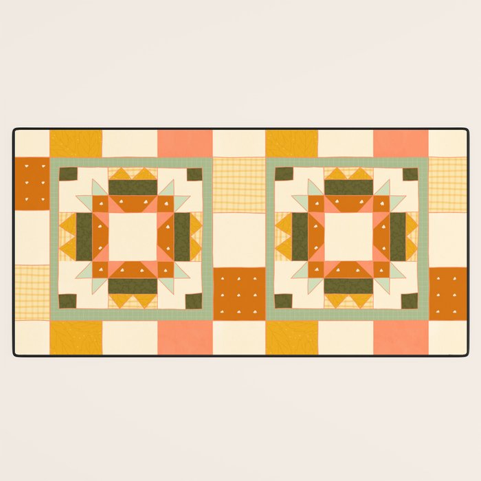 Vintage Quilt Square Desk Mat Gallery Image 3