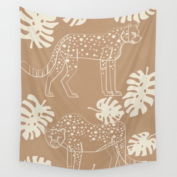 Cheetahs Monstera 1 Wall Tapestry Gallery Image 4