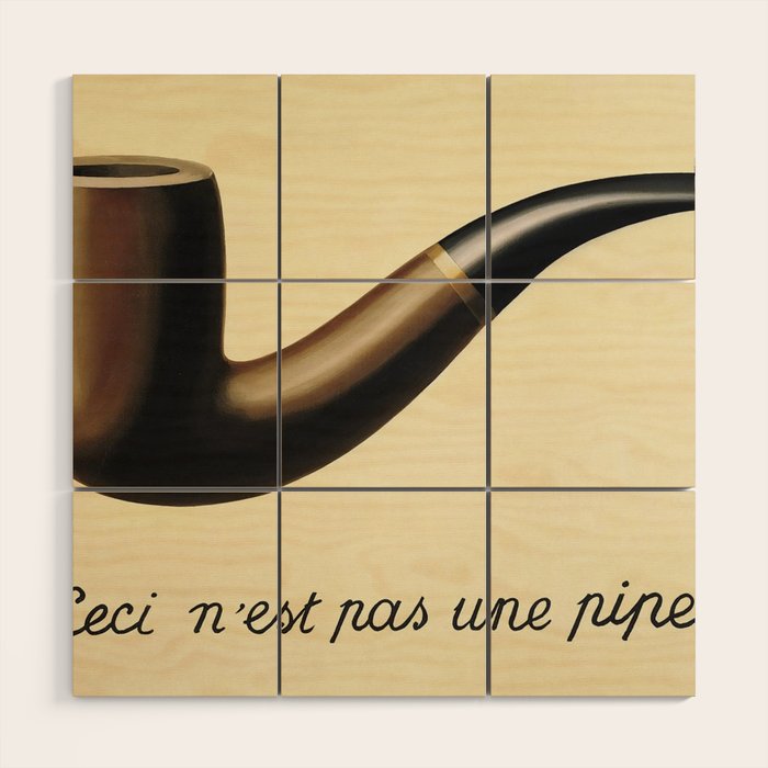 The Treachery of Images (This is not a pipe) by Rene Magritte Wood Wall Art Gallery Image 1