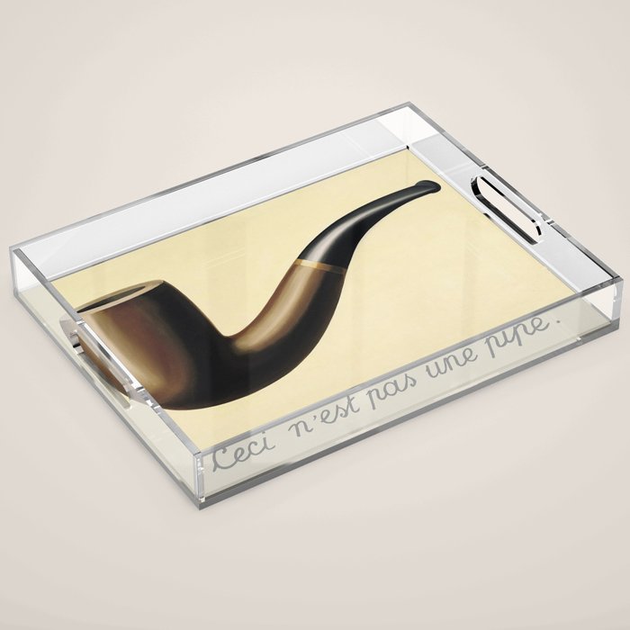 The Treachery of Images (This is not a pipe) by Rene Magritte Acrylic Tray Gallery Image 1