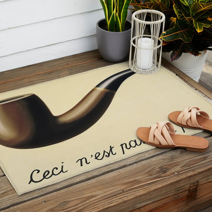 The Treachery of Images (This is not a pipe) by Rene Magritte Outdoor Rug Gallery Image 2
