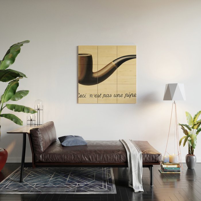The Treachery of Images (This is not a pipe) by Rene Magritte Wood Wall Art Gallery Image 2
