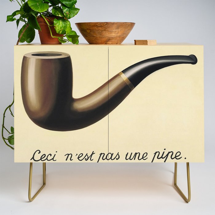The Treachery of Images (This is not a pipe) by Rene Magritte Credenza Gallery Image 1