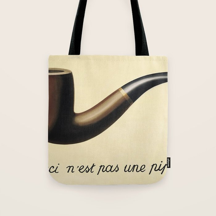 The Treachery of Images (This is not a pipe) by Rene Magritte Tote Bag Gallery Image 1