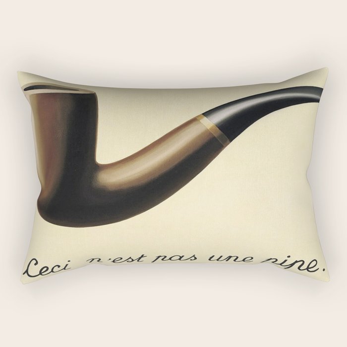 The Treachery of Images (This is not a pipe) by Rene Magritte Rectangular Pillow Gallery Image 1